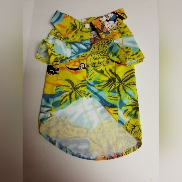 Hawaiian Luau Print Dog Shirt Size Small Hawaii Surfing Palm Trees Beach Beachy - Picture 2 of 2